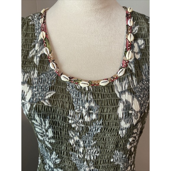 Vintage‎ Faith Smocked Tank Dress Boho Hippie Beach Multi Print XL - Picture 3 of 16